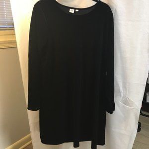 GAP Black Velvet Swing  Long-sleeve Dress Sz L
